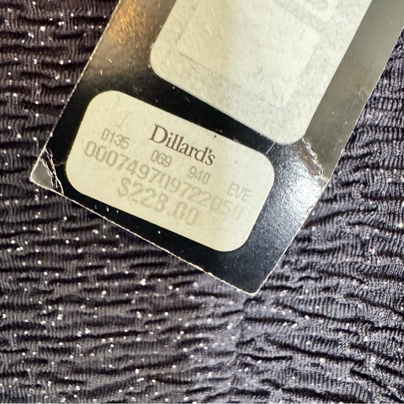 NWT Betsy & Adam V Neck Choker Glitter Long Dress Gown Black Size 12 - Picture 10 of 14